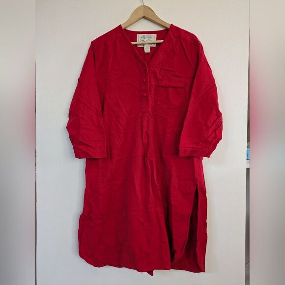 Vintage Victorias Secret Authentic Country Cottons Flannel Red Button-Up Nightie - Picture 2 of 10